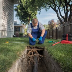 tree root intrusion in sewer line