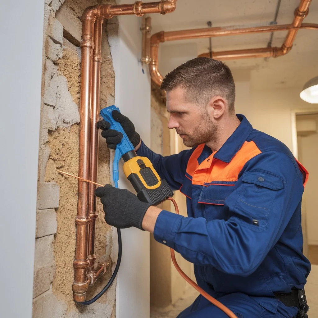 Unnoticed plumbing leaks discovered during professional inspection of copper pipes inside a US residential property