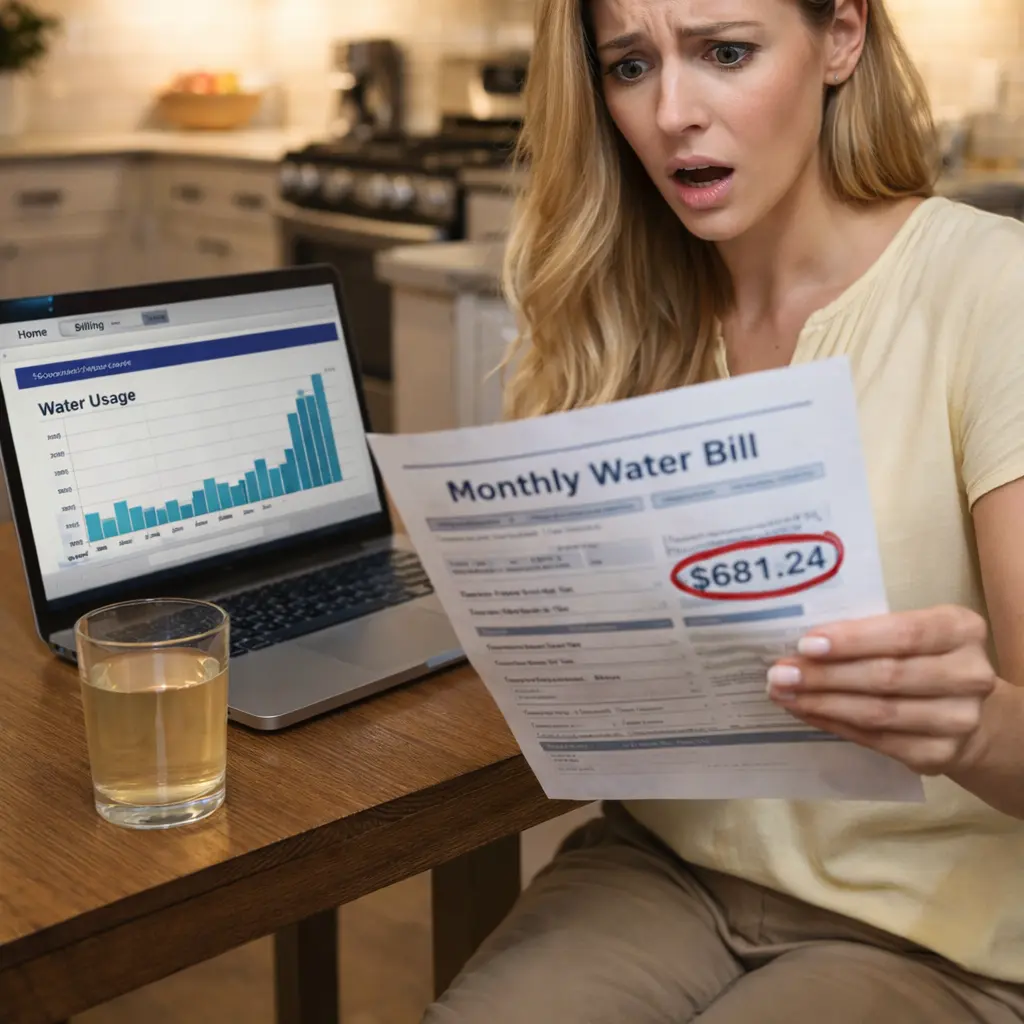 Outdoor backflow preventer valve leaking water on a residential plumbing line.